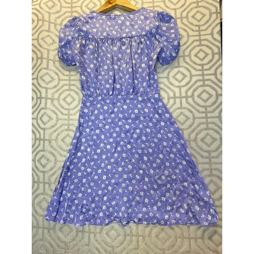 Free People Size 0 Lavender Floral Cottagecore Puff Sleeve Mini Dres